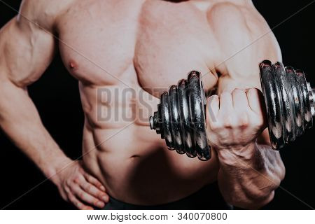 Sport The Athlete Bodybuilder Build Muscles Dumbbells
