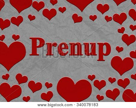 Prenup Message With Red Hearts Border And Gray Grunge Paper 3d Illustration