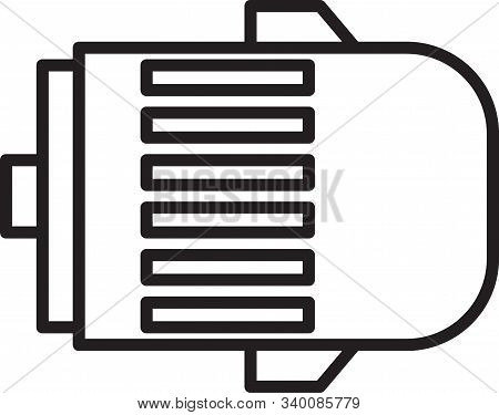 Black Line Electric Engine Icon Isolated On White Background. Car Alternator. Vector Illustration