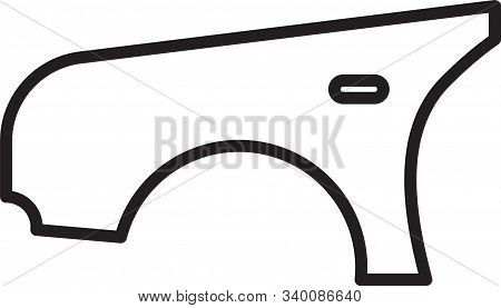 Black Line Car Fender Icon Isolated On White Background. Vector Illustration