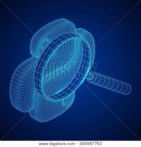 Python Code Language Sign With Magnifying Glass. Programming Coding And Developing Concept. Wirefram