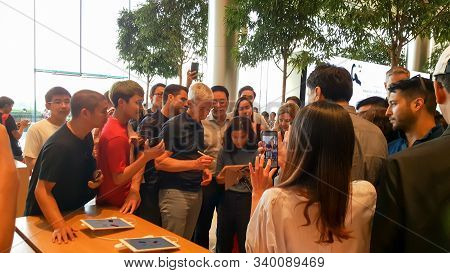 Bangkok, Thailand - December 13, 2019: Tim Cook, The Chief Executive Officer Of Apple Inc. Meet The