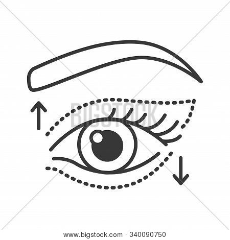 Blepharoplasty Black Line Icon. Eye Lift Sign. Eye Shape Change Cosmetic Surgery. Blond Woman Concep