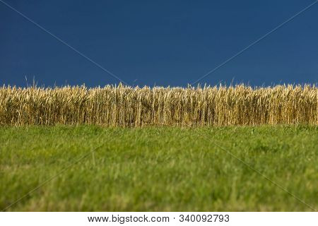Lincolnshire Wolds, East Midlands, Uk, May 2019, View Of The Lincolnshire Countryside Field Sky And 