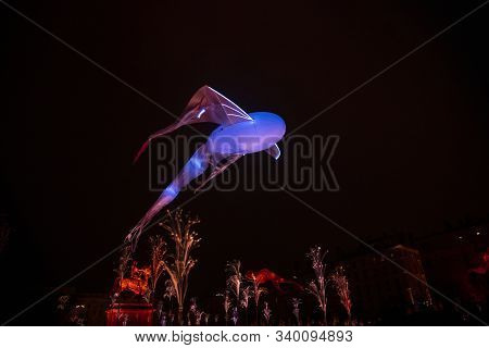 Lyon, France, Europe, 6th December 2019, View Of The Fetes Des Lumieres Aka Festival Of Light And Th