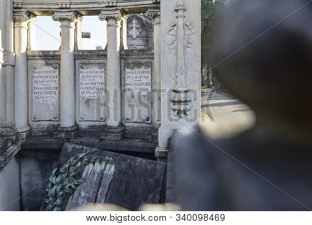 Lyon, France, Europe, 6th December 2019, View Of The Family Tomb Of The Lumiere Family Including The