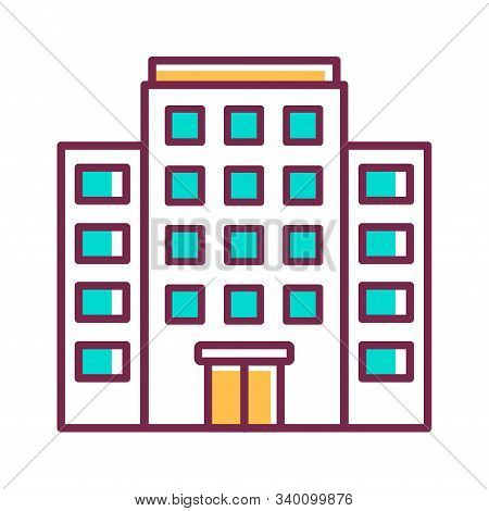 Multi-storey Building Color Line Icon. Building With Several Floors At Different Levels Above The Gr