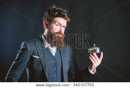Secret Under Cloche. Elite Luxurious. Exclusive Food Hidden Cloche. Here Is Your Meal. Something Spe