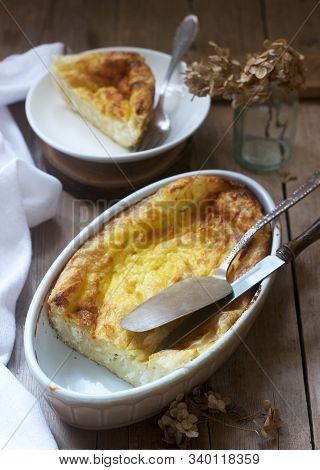 Banitsa, A Traditional Bulgarian Or Balkan Filo Pastry Pie Stuffed With Feta Cheese, Sour Milk And E