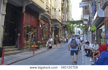 Istanbul, Turkey - September 10th 2019. A Street In The Cihangir District Of Beyoglu, Istanbul
