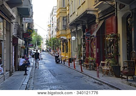 Istanbul, Turkey - September 10th 2019. A Street In The Cihangir District Of Beyoglu, Istanbul