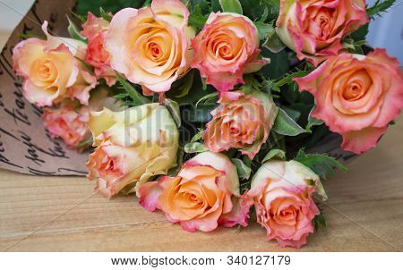 Red Flower. Flower In Garden At Sunny Summer Or Spring Day. Flower For Postcard Beauty Decoration An
