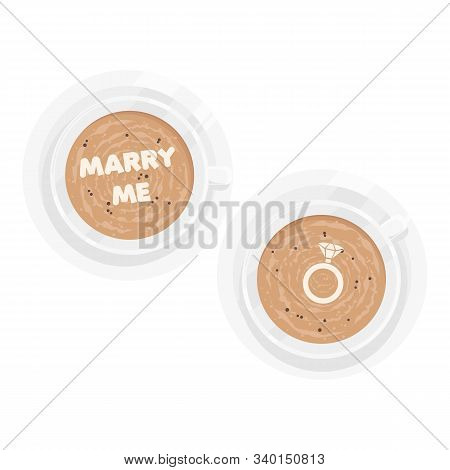 Vector Illustration Of Two Coffee Cups With Foam