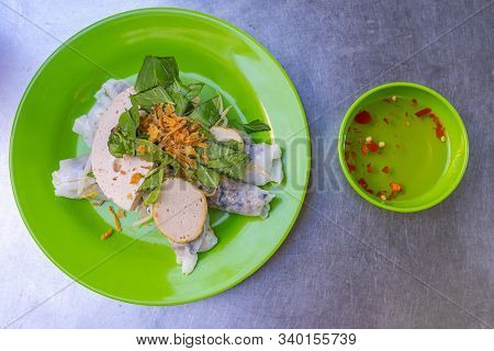 Top View Photo Of Vietnamese Steamed Rice Rolls- Banh Cuon