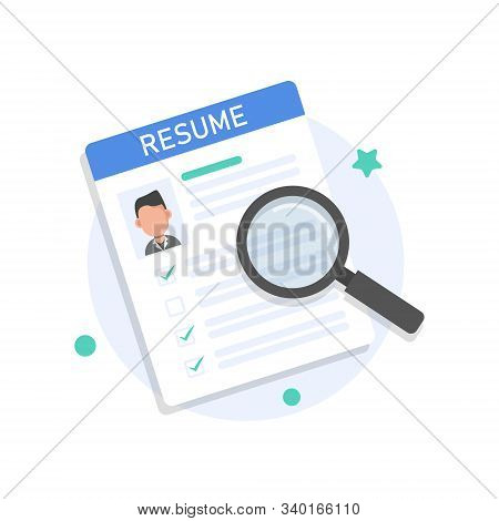 Resume. Job Search And Recruiting Concept,flat Design Icon Vector Illustration