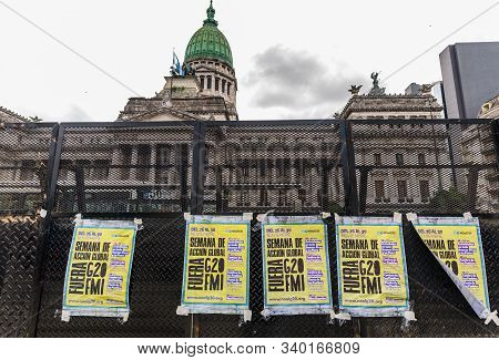 Buenos Aires, Argentina - November 29, 2018: Posters At Protests Of Left-wing