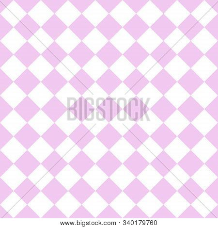 Pink And White Rhombuses Seamless Pattern. Vector Illustration.