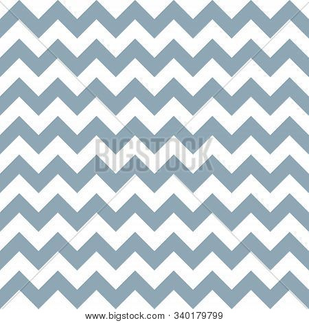 Seamless Pattern With Blue And White Zigzag. Vector Illustration.