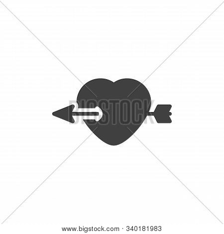 Heart With Arrow Vector Icon. Filled Flat Sign For Mobile Concept And Web Design. Cupid Arrow Pierce