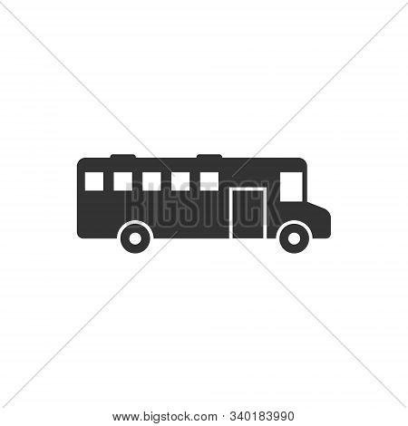 Bus Icon In Flat Style. Coach Vector Illustration On White Isolated Background. Autobus Vehicle Busi
