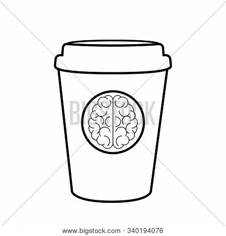 Brain And Coffee Cup Vector Illustration White Background