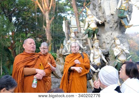 Buddhist Monk Teaching Dhamma To People