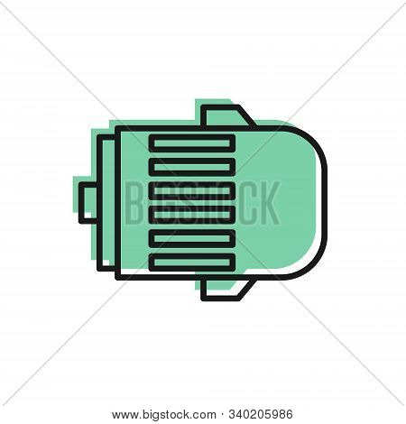 Black Line Electric Engine Icon Isolated On White Background. Car Alternator. Vector Illustration