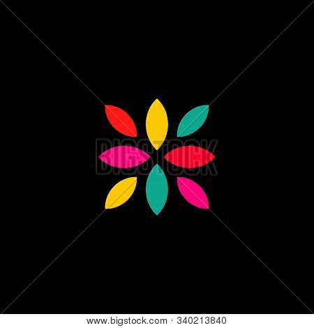 Colorful Abstract Vector Flower Petal, Fruit And Leaves. Digital Colorful Logo. Vector Isolated Logo