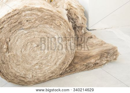 Material Of Glass Mineral Wool Insulation Sheet Close-up