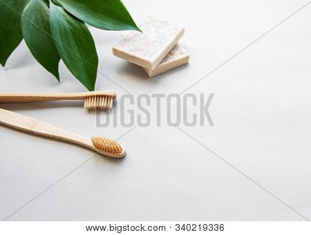 Zero Waste Hygiene Products On White Background. Zero Waste And Plastic Free Concept

J