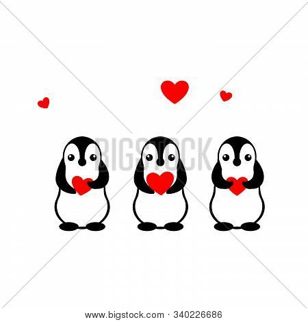 Isolated Vector Penguin Logo. Designed Animals Icon. Cartoon Illustration. Winter Signs. Black, Whit