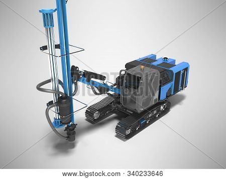 Big Construction Machinery Crawler Mounted Rotary Drilling Rig Isolated 3d Rendering On Gray Backgro