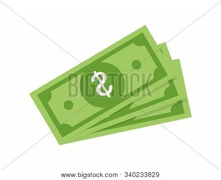 Vector Dollar Illustration. Isolated Money Flat Design. Currency Dollar Bill Symbol. Business Financ
