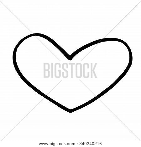 Hand Drawn Black Heart On White Background. Vector Illustration. Scribble Heart. Love Concept For Va