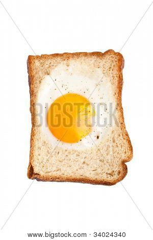 toast med æg inde på hvid baggrund isoleret