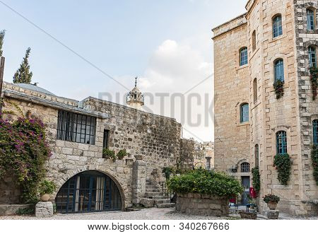 Jerusalem, Israel, December 07, 2019 : The Benedictine Abbey Of Abu Gosh In The Chechen Village Abu 