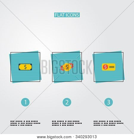Set Of Economy Icons Flat Style Symbols With Bill, Money Set, Dollar And Other Icons For Your Web Mo