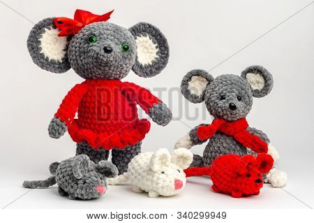 Five Different Mouse On A White Background