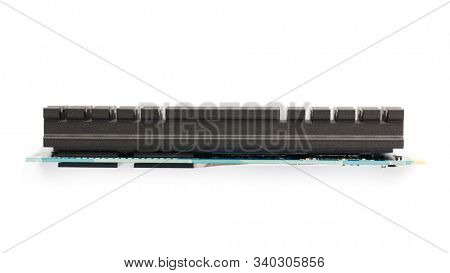 ssd nvme m2 drive with heat sink, isolated on white