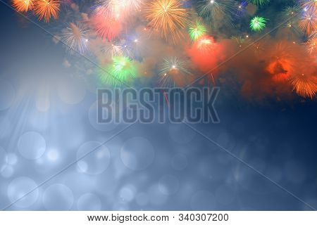 Colorful Fireworks That Explode And Fill The Darkness Of The Night Sky With Colored Light.