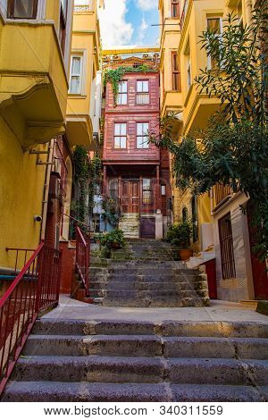 An Historic Stepped Street In The Cihangir District Of Beyoglu, Istanbul