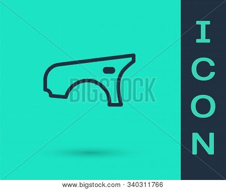 Black Line Car Fender Icon Isolated On Green Background. Vector Illustration