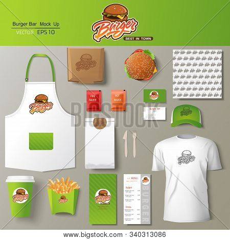 Burger Bar Corporate Identity Template Design Set. Branding Mock Up.