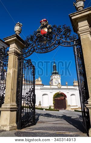 Dietrichstein Coat Of Arms Over The Gate To Chateau Park By The Mikulov Castle In South Moravia, Cze