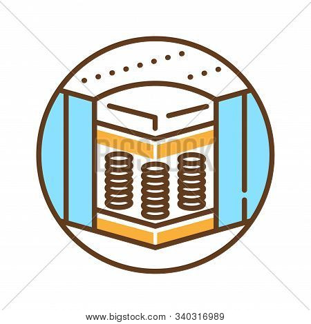 Spring Bed Mattress Color Line Icon. Blocks Consist Of Springs That Are Connected. Represent A Whole