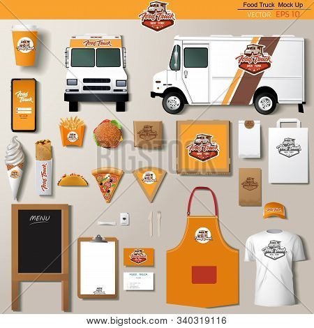 Food Truck Corporate Identity Template Design Set. Branding Mock Up.