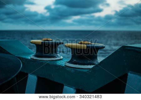 Ship Mooring Equipment At Sea. Warping Rollers