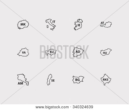 State Icons Set. Sweden And State Icons With Hungary, Andorra, Kazakhstan. Set Of Of For Web App Log