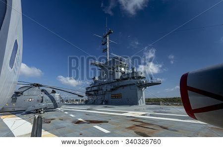 Charleston, South Carolina, United States, Novemner 2019, Control Tower Of The Uss Yorktown