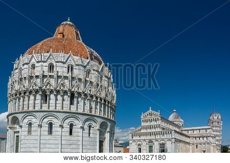 The Pisa Baptistery of St. John is a Roman Catholic ecclesiastical building. The baptistery was designed by Diotisalvi, whose signature can be read on two pillars inside the building, with the date 1153.